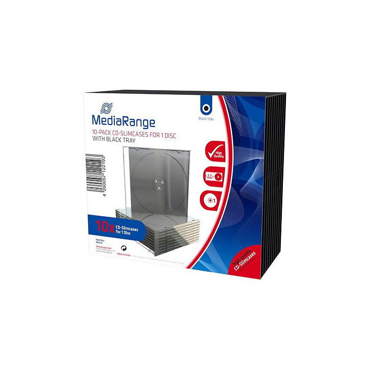 MediaRange CD Slimcase for 1 Disc 5.2mm Black Tray (10 Pack) (MRBOX32)
