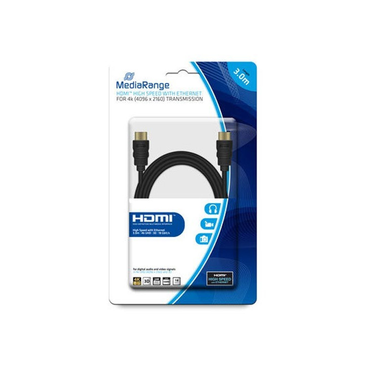 Καλώδιο MediaRange HDMI/HDMI High Speed connection with Ethernet 3.0M Black (MRCS157)